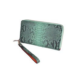 Hide Owakamatsu Python Genuine Leather, Luxury Men's, Women's, Long Wallet, Exotic Leather, blue (light)