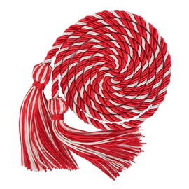 SAMDEEMI Single Color Graduation Honor Cord with Tassel 68" Long ， red and White