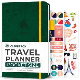 Clever Fox Travel Journal Pocket – Vacation & Road Trip Itinerary Planner Organizer & Traveling Memory Diary – Small Traveler Notebook (Forest Green)