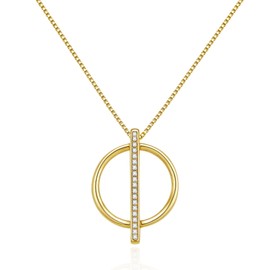 MOLAYES 14k Gold Necklace Dainty Necklace for Women Circular Necklace Minimalist Pendant Design Simple Pendent