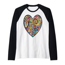 CUTE HEART TEE. HEART SHAPED ART PATTERN, COLORFUL SWIRLS Raglan Baseball Tee