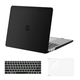 MOSISO Compatible con Surface Laptop 5/4/3 13.5 Pulgadas 2022 2021 2019 con Teclado de Metal (Modelos: 1951 & 1868),Carcasa Rígida de Plástico&Cubierta de Teclado&Protector de Pantalla, Negro