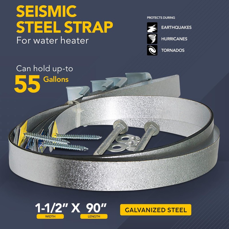 Everflow GWHSE80 Seismic Water Heater Restraining Strap, Galvanized Steel, 80
