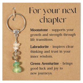 CHUANFU Schlüsselanhänger Kristall, Keychain Damen mit Geschenkkarte, Süße Bag Charms, Aesthetic Anhänger, Abschiedsgeschenk Freundin, Geschenk für Neuanfänge (B)