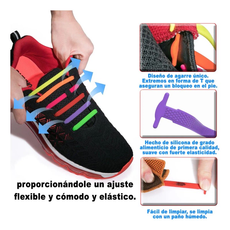 Agujetas De Silicona Plana Y Elástica Para Calzado No Se