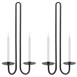 Wall Sconce Candle Holder Metal Hanging Wall Decorations for Home,Living Room, Bathroom, Dining Room, Set of 2（Black