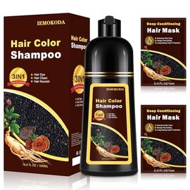 Yocisku- Tinte para cabello color café oscuro, champú para teñir el cabello para hombres y mujeres, champú para teñir el cabello 3 en 1 seguro y natur