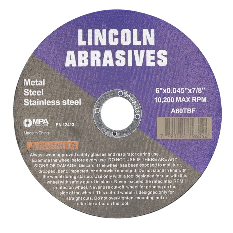 25 Pack 6" Cut-Off Wheels Lincoln Abrasives .045" Metal &