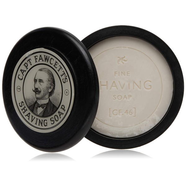 Captain Fawcett's Handcrafted Luxurious shaving soap with wooden bowl ((110g/3.88oz))- With fresh top notes of Pine Needle, Sandalwood & Amber, Elemi, | great for personal and professional use