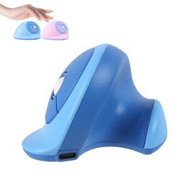 KUYHRF Rechargeable Mini Ergonomic Vertical Mouse - Dual-Mode Wireless & Bluetooth, Silent Operation, Multi-Device Compatible, Perfect for Laptops & Desktops, Great Gift for Family & Friends (Blue)