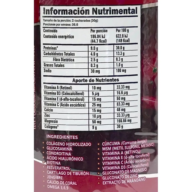 Colágeno Hidrolizado Glucosamina Biotina Arándano 2 Pzs
