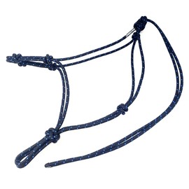 Knotty Girlz Horse Rope Training Halter - 4 Knot 1/4" Stiff Halter Cord - Used by Famous Trainers Multiple Sizes Multiple Colors (Black with Blue, Mule)