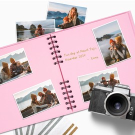 8x8 inch Scrapbook Photo Album DIY Picture Book 40 Pages, Thick Kraft Paper Scrap Book Album with Silk Ribbon Wedding Guest Book Memory Book for Baby, Family, Travel (Pink)