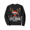 Santa's Coffee drinking Reindeer Funny XMas Matching PJS Sweatshirt