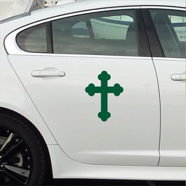 NBFU Christian Cross Orthodox Art (Green) (Set Of 2) Premium Waterproof Vinyl Decal Stickers For Laptop Phone Accessory Helmet Car Window Bumper Mug Tuber Cup Door Wall Decoration