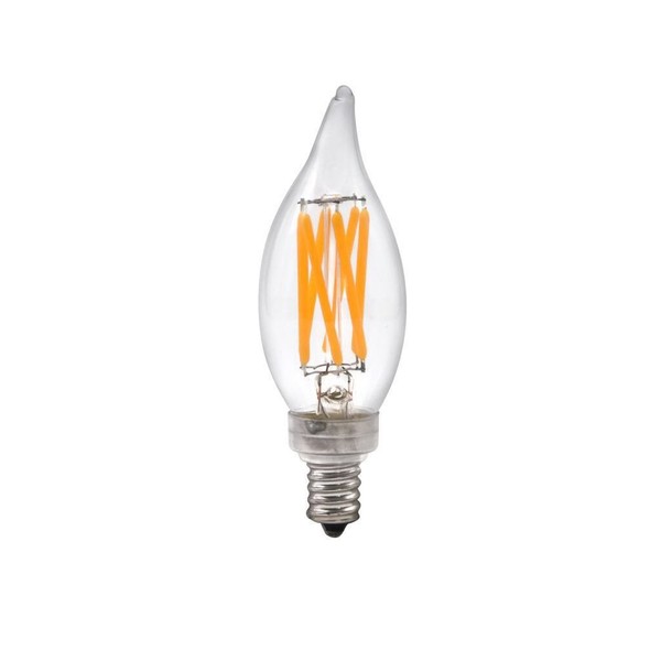 Brite Innovations 5-Watt = 60W Equivalent (24 Pack) LED Filament Candelabra/Chandelier Light Bulb-Dimmable-Soft White 3000K-Flame Tip Energy Star & UL Listed
