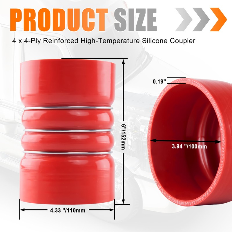 Ailbiuko Silicone Charge Air Cooler Hump Hose 4" X 6"