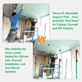 Cabinet Jacks for Installing Cabinets, Heavy Duty Adjustable Third Hand Furniture Jack Rod Celling Extend 49.2" - 114.2" inche 154lbs for Dust Barrier Poles, Drywall Lift Jack & Zip Wall, 2-Pack