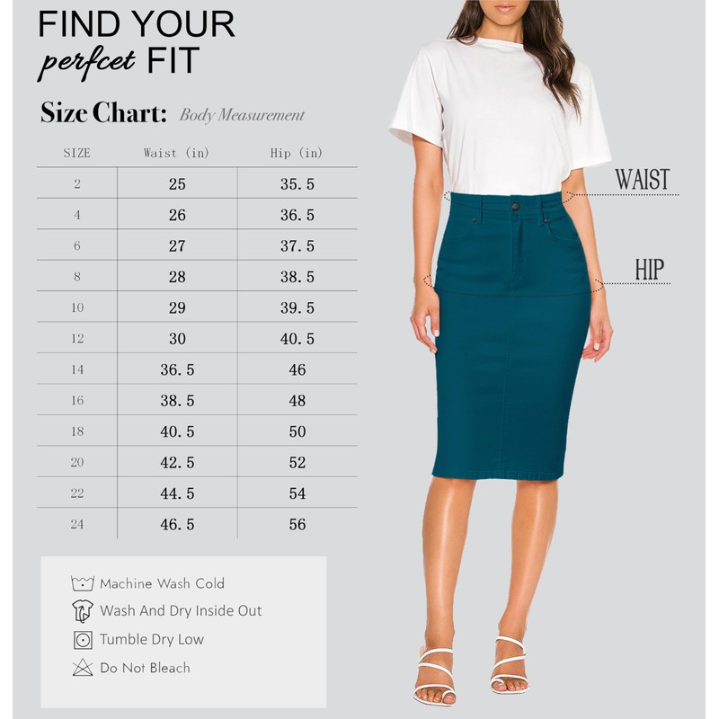 Lexi - Falda vaquera elástica súper cómoda para mujer, Sks44876-verde