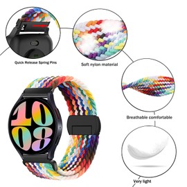 Issinlky 18 mm 19 mm 20 mm 22 mm Nylon Braided Bracelet, Quick Release Elastic Round Buckle Bracelet for Women Men, 20 mm