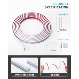 Art3d 10 Ft Peel and Stick Trim for Backsplash Tile Edge, Self-Adhesive Liner for Corner Decor in White,A17981WT