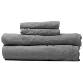 Linteum Textile Supply 4-Piece Jersey Knit Sheet Set - 100% Cotton, Grey, Full