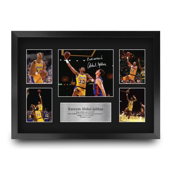 HWC Trading FR A3 Kareem Abdul-Jabbar Lakers Gifts Printed Signed