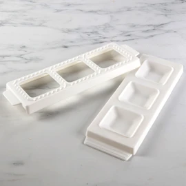 Jumbo Square 2" Ravioli Molds- Homemade Filled Pasta Maker- 2 Piece Tray & Press makes 3 Raviolis or Pastry at a Time, Easy to Use & Clean- Add Some Fun to Your Next Holiday Italian Dinner Pasta Night