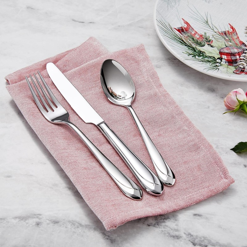 KEAWELL Premium Astra Flatware Set, 45-Piece Silverware Set for 8,
