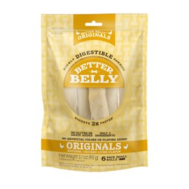 Better Belly Highly Digestible Rawhide Small Roll Chews, Treat Your Dog to a Chew With NO Artificial Colors or Flavors 6 Count (Pack of 1)