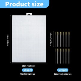 TCAIRG 15PCS 14 Count Plastic Mesh Canvas Sheets, 14 CT Perforated Plastic Stitching Canvas Cross Stitch Plastic Mesh Canvas for Embroidery, Crafts DIY Crochet Projects, 8.2 X 11 Inch, White