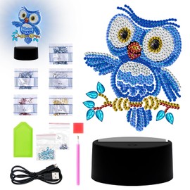 Bqweun DIY Diamond Painting, Diamond Painting Eule, Personalisiertes Diamond Painting, Eulen Geschenke Deko, Diamond Painting Lampe, Diamant-Malerei Geburtstagsgeschenke