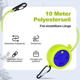 FCOOL Retractable Washing Line, 10 m Portable Anti-Winding Travel Clothesline, Adjustable Camping Washing Line with 10 Fixed Buckles and 20 Clothespins for Camping Outdoor Indoor