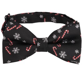 Alizeal Mens Black Background with Candies/Snowflake Pattern Pre-tied Christmas Party Bow Tie, 011