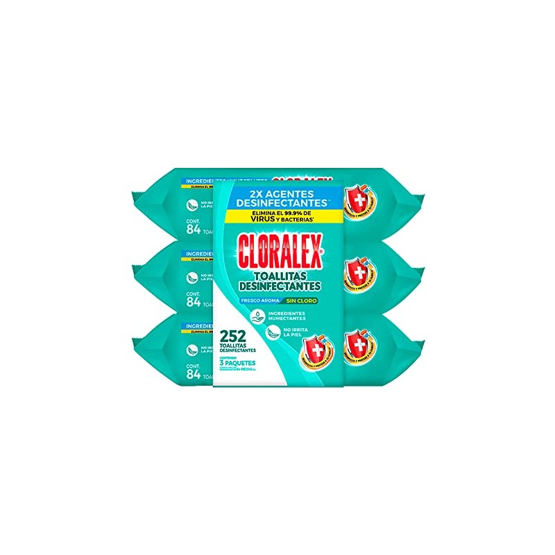 Cloralex Toallitas Desinfectantes 3 Paquetes con 84 pzas cu