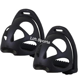 Light WeightHorse Riding Plastic Stirrups with Cage English Irons Children Adult (Brown)