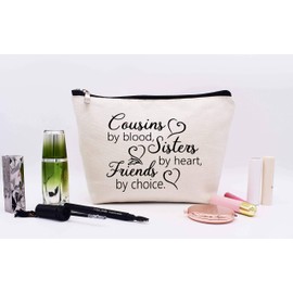 LIBIHUA-Makeup Bag Cosmetic Bag Birthday Graduation Wedding Christmas Gifts for Cousin Women Girls Her Cousins by Blood Sisters by Heart