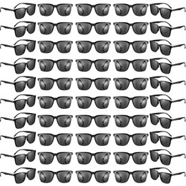 Umigy 50 Pack Sunglasses Bulk Neon Vintage Retro Sunglasses Party Sunglasses Classic Shades Eyewear for Adult Party Favors(Black)