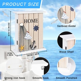 YYTECH Wooden Key Box, Key Box, Hallway, Key Cabinet, 6 Key Hooks, Wall Decoration, for Entrance, Hallway, Office Key Holder, Key Holder