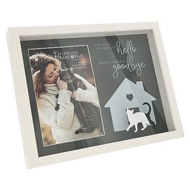 Pavilion - Cat Goodbye Shadow Box Frame, Cat Keepsake Picture Frame, Pet Memorial Frame, Sympathy Gifts for Loss of A Cat, Cat Remembrance Frame, White, 4x6 Insert, Overall Size 9.5” x 7.5” Inch