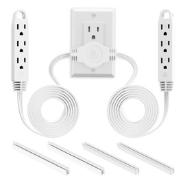 K KASONIC 3 Prong 12 Feet Twin Extension Cord Power Strip, 6 Feet on Each Side, Flat Head Outlet Plug, 6 Outlets, Double Extension Cord Splitter for Indoor Use, ETL Listed, White