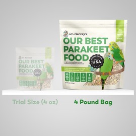 Dr. Harvey's Our Best Parakeet Food, Wholesome Seeds, Nuts, Fruits, and Vegetable Bird Feed for Budgies and Parakeets (4 Pounds/1.81 kg)
