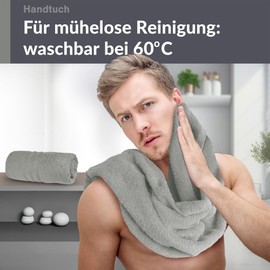 Lashuma Set of 2 Hand Towels Grey Stone Terry Cotton Hand Towels 50 x 100 cm London Hand Towels