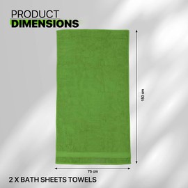 TEXTILESY Pack of 2 Large Bath Sheet Towel Set- 75 x 150 cm-500 cm-100% Cotton Bath Sheet Towels Quick Dry & Absorbent (Cotton, Lime Green)