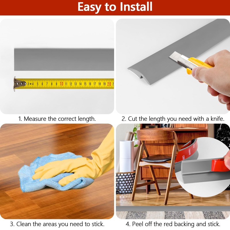 20Ft Floor Transition Strip Self Adhesive Carpet to Tile Floor