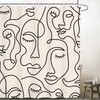 Yookeb Abstract Face Minimalist Modern Bathroom Shower Curtain Line Art