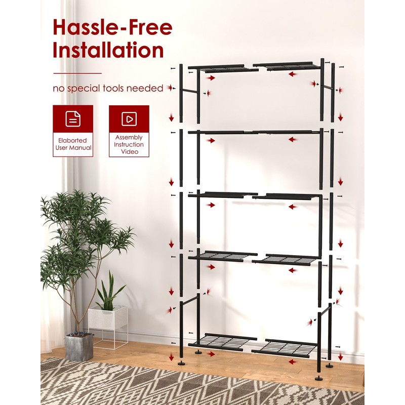 Sakugi Storage Shelves - 5 Tier Shelf Organizer, Heavy Duty