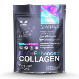 ETERNAL NUTRITION Péptidos de Colágeno Hidrolizado Bovino + NAD+ (500 g)