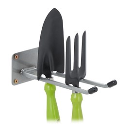 Relaxdays, Silver Wall Hook, 24 cm Long, Double Hook Wall, Tool Holder Garage, Workshop & Basement, Broom Holder Steel, Plastic