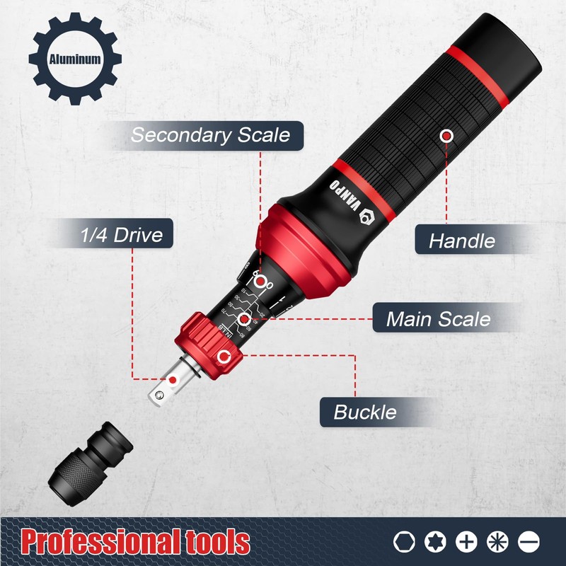 VANPO Torque Screwdriver 10-80 in.lb, 24 Pcs Torque Screwdriver Wrench